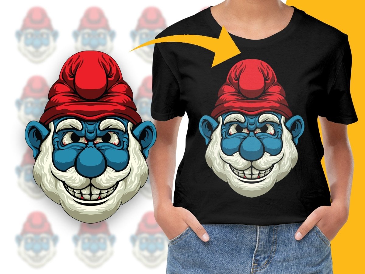 Creepy Evil Blue Gnome with Red Hat Graphic PNG File - Teepew