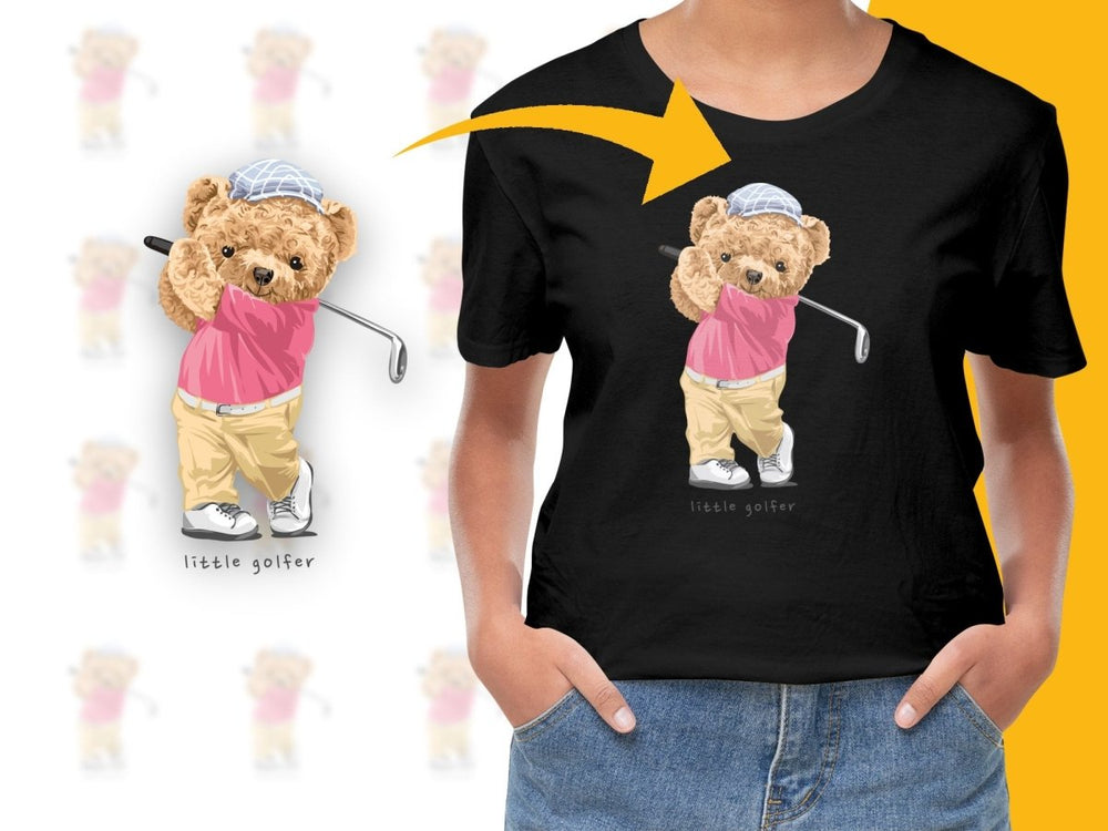 Cute Bear Playing Golf Illustration PNG File - Teepew