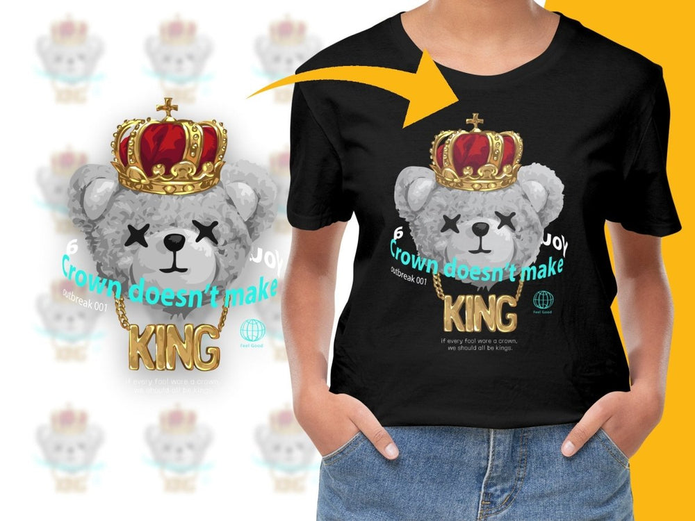 Cute Bear with Crown and Chain Printed PNG File - Teepew