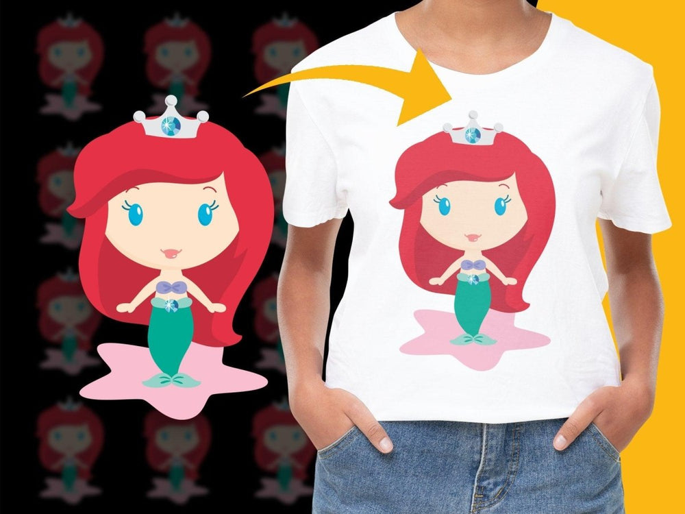 Cute Cartoon Mermaid with Crown Kids PNG File - Teepew