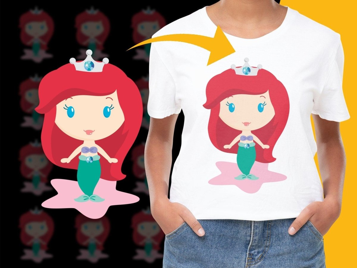 Cute Cartoon Mermaid with Crown Kids PNG File - Teepew