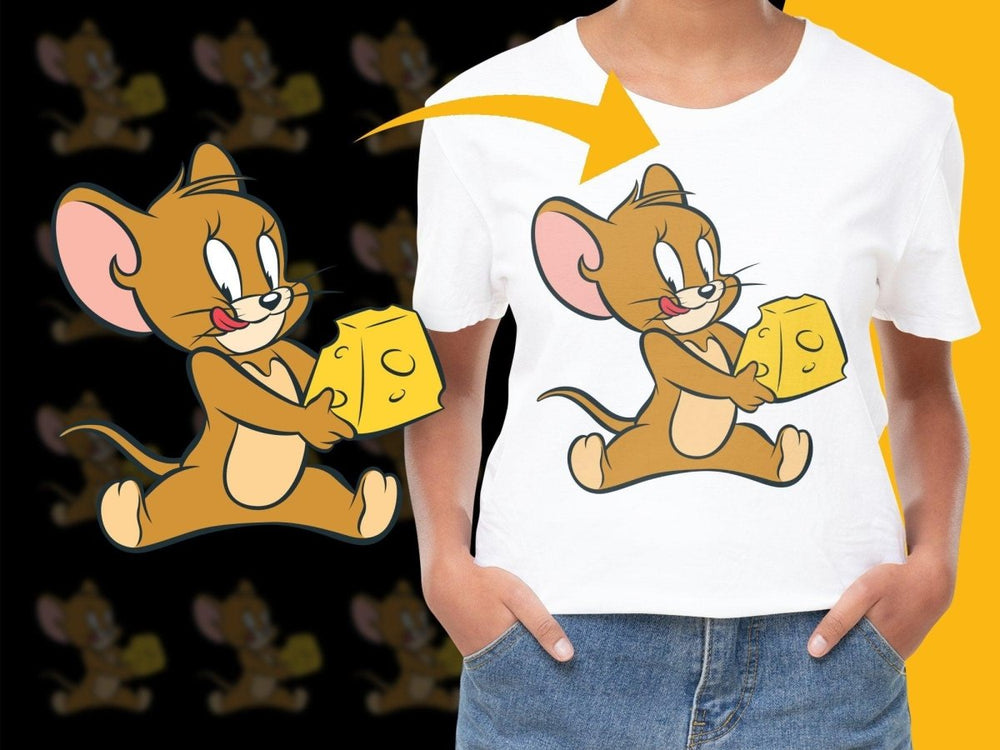 Cute Cartoon Mouse Holding Cheese Graphic PNG File - Teepew