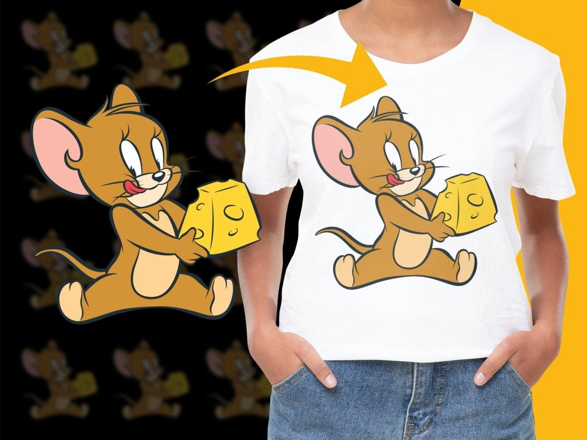 Cute Cartoon Mouse Holding Cheese Graphic PNG File - Teepew