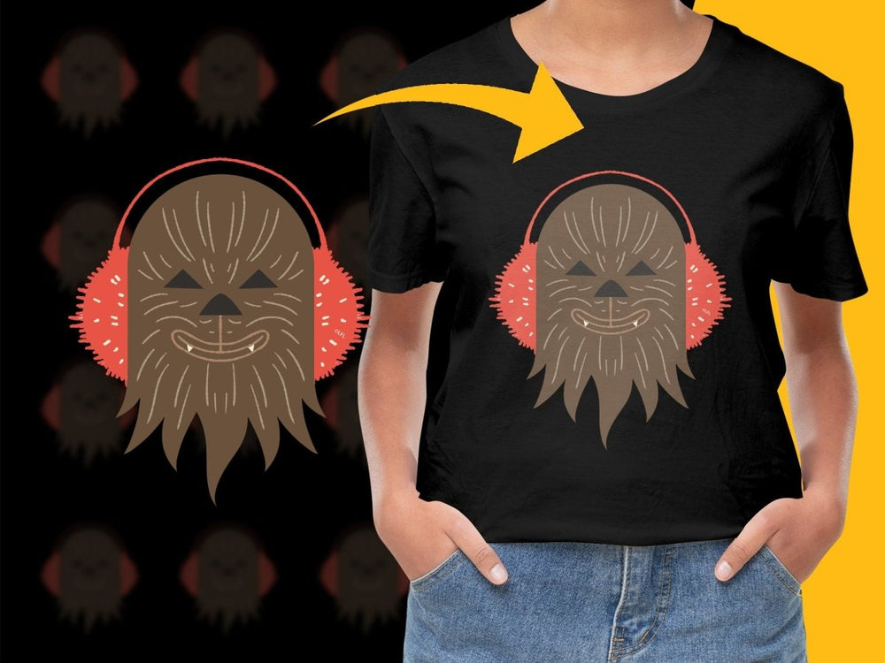 Cute Chewbacca Christmas PNG File with Ear Muffs Design - Teepew