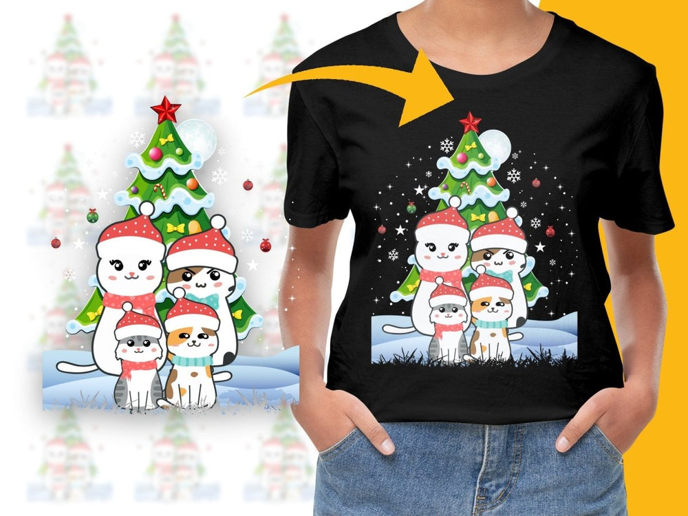 Cute Christmas Cat Family Graphic Holiday PNG File - Teepew