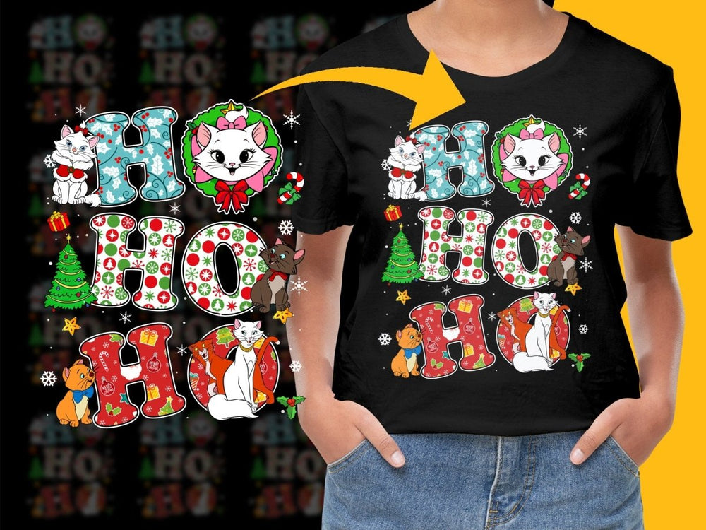Cute Christmas Cats HO HO HO Holiday PNG File - Teepew