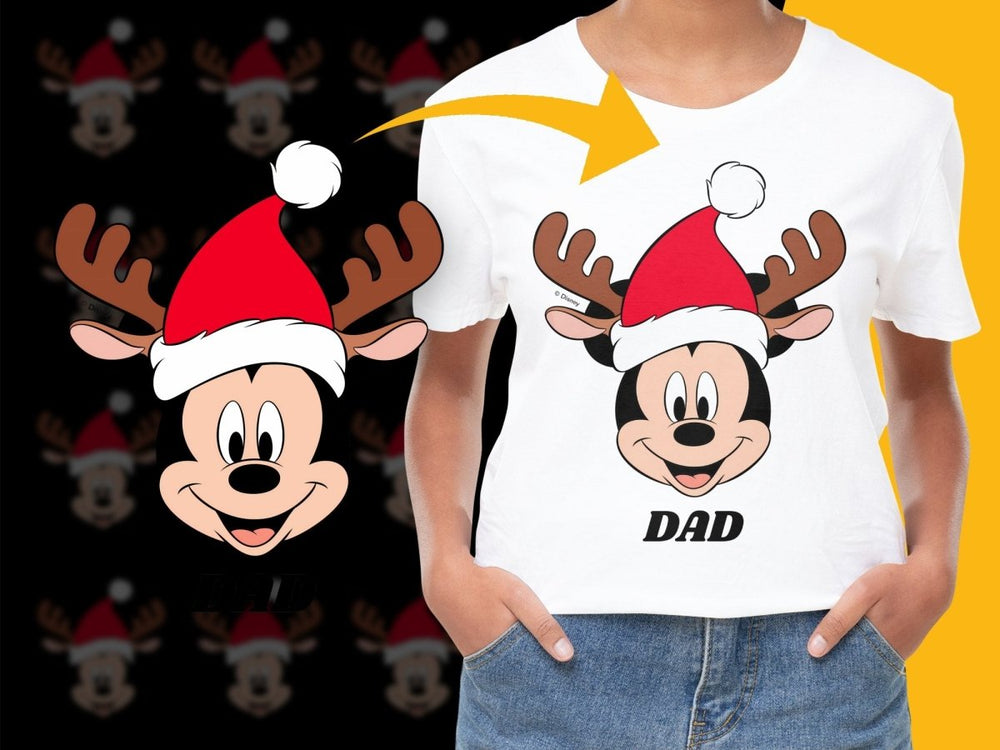 Cute Christmas PNG File with Reindeer Mickey Mouse Print - Teepew