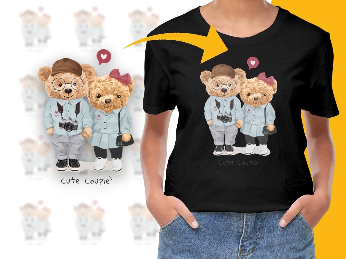 Cute Couple Bears Design Adorable Illustration PNG File - Teepew