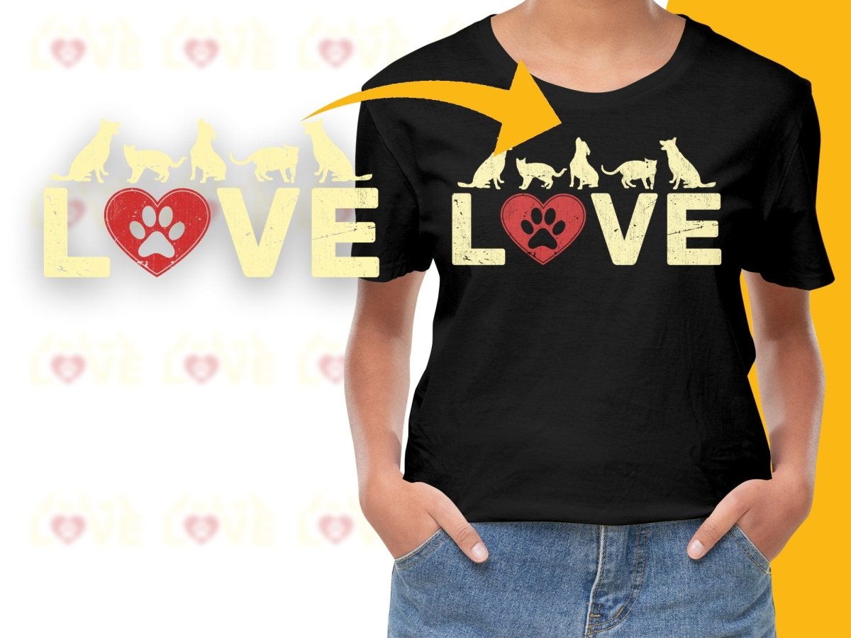 Cute Dog Silhouette Heart Paw Print LOVE PNG File - Teepew