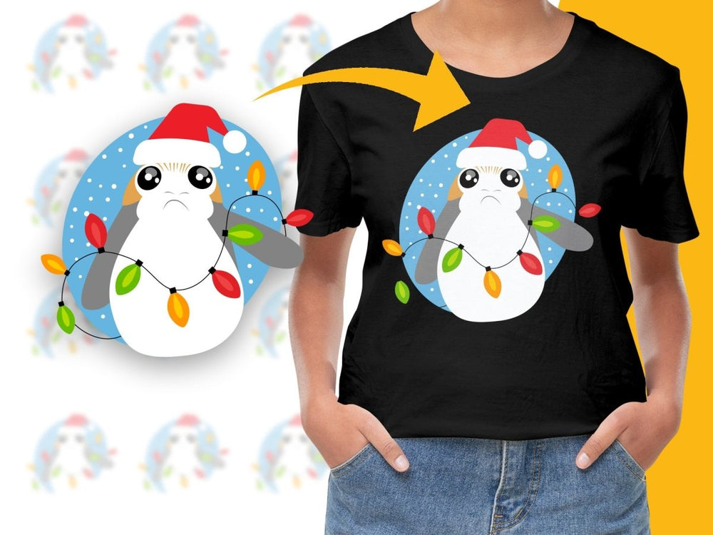 Cute Festive Porg Digital Christmas Character Decor - Teepew
