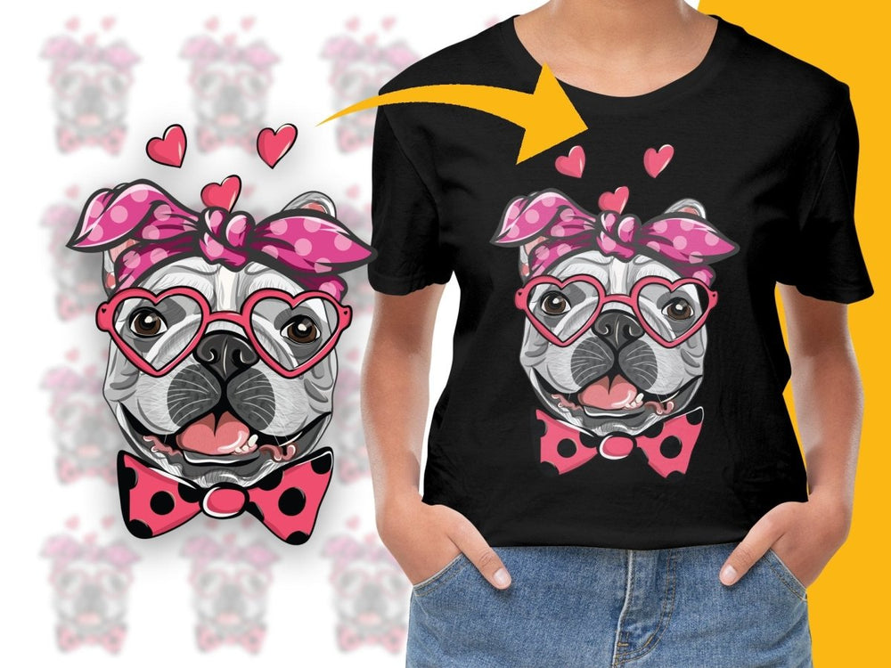 Cute French Bulldog Love Pink Hearts PNG File - Teepew