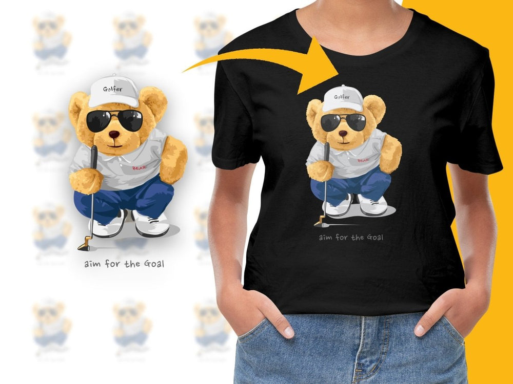 Cute Golfer Bear Aim For The Goal Graphic PNG File - Teepew