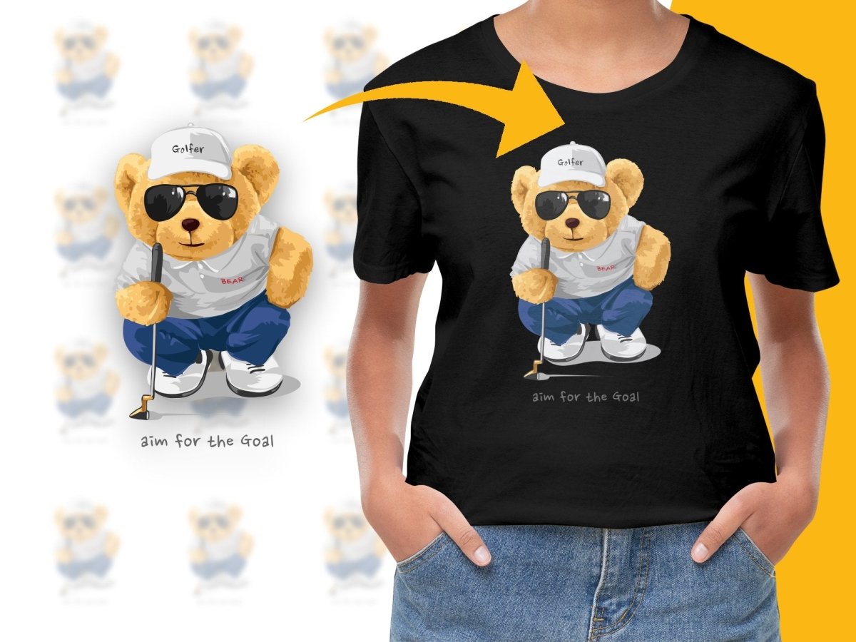 Cute Golfer Bear Aim For The Goal Graphic PNG File - Teepew