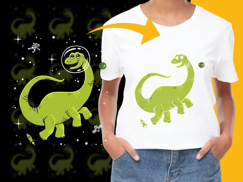 Cute Green Dinosaur in Space Graphic PNG File - Teepew