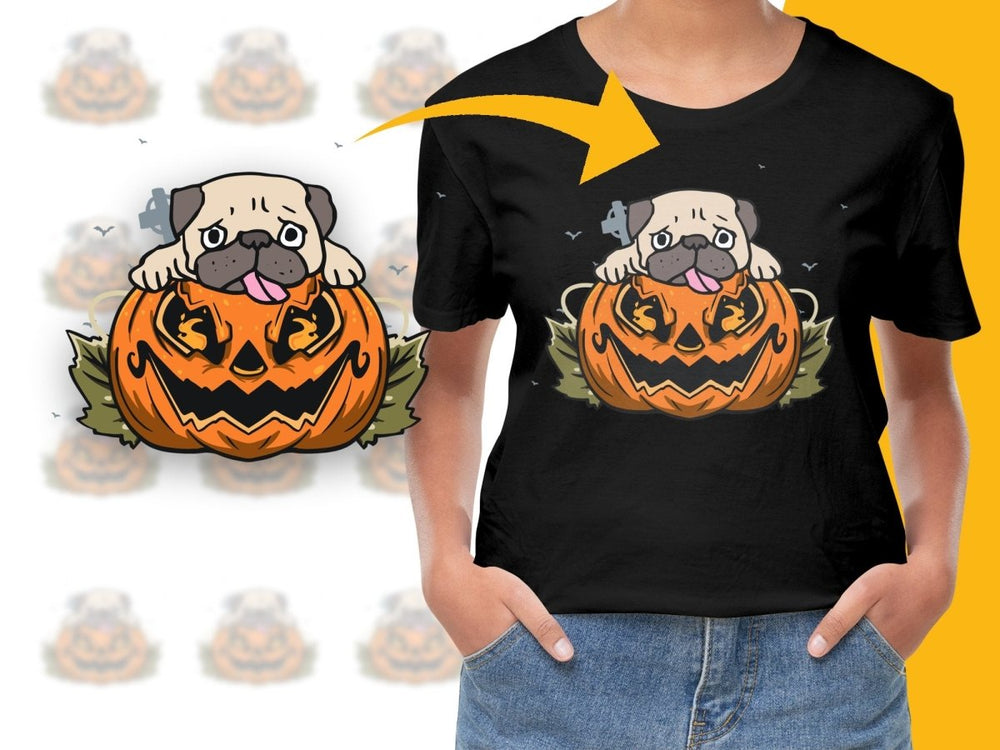 Cute Halloween Pug Jack O Lantern PNG File - Teepew