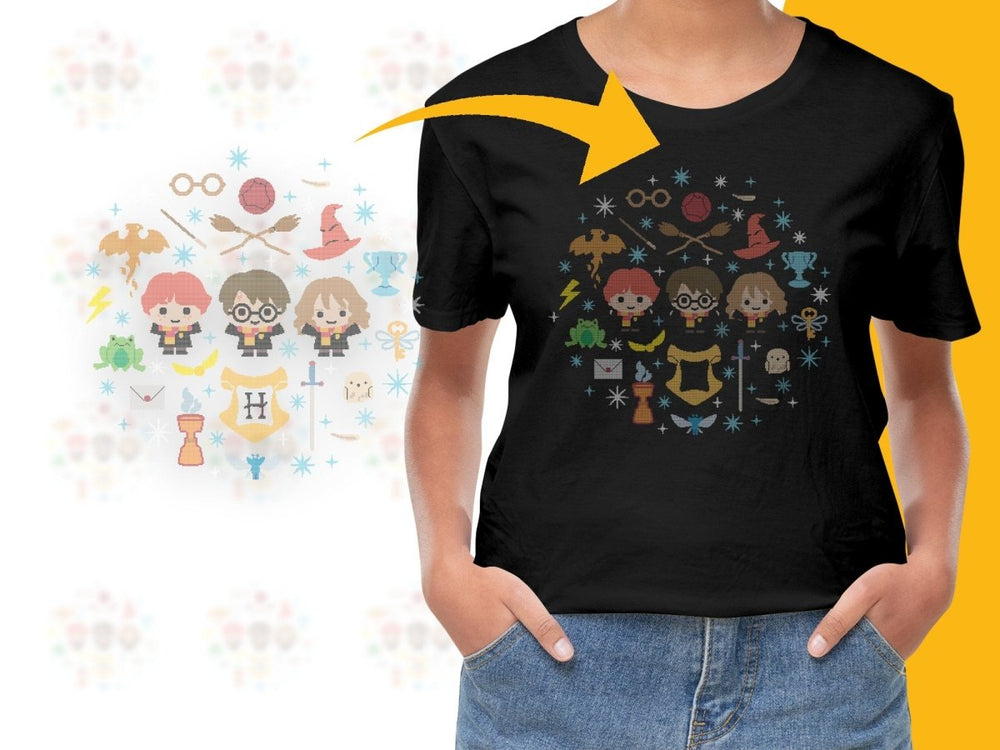 Cute Harry Hermione Ron Pixel Art Digital product - Teepew