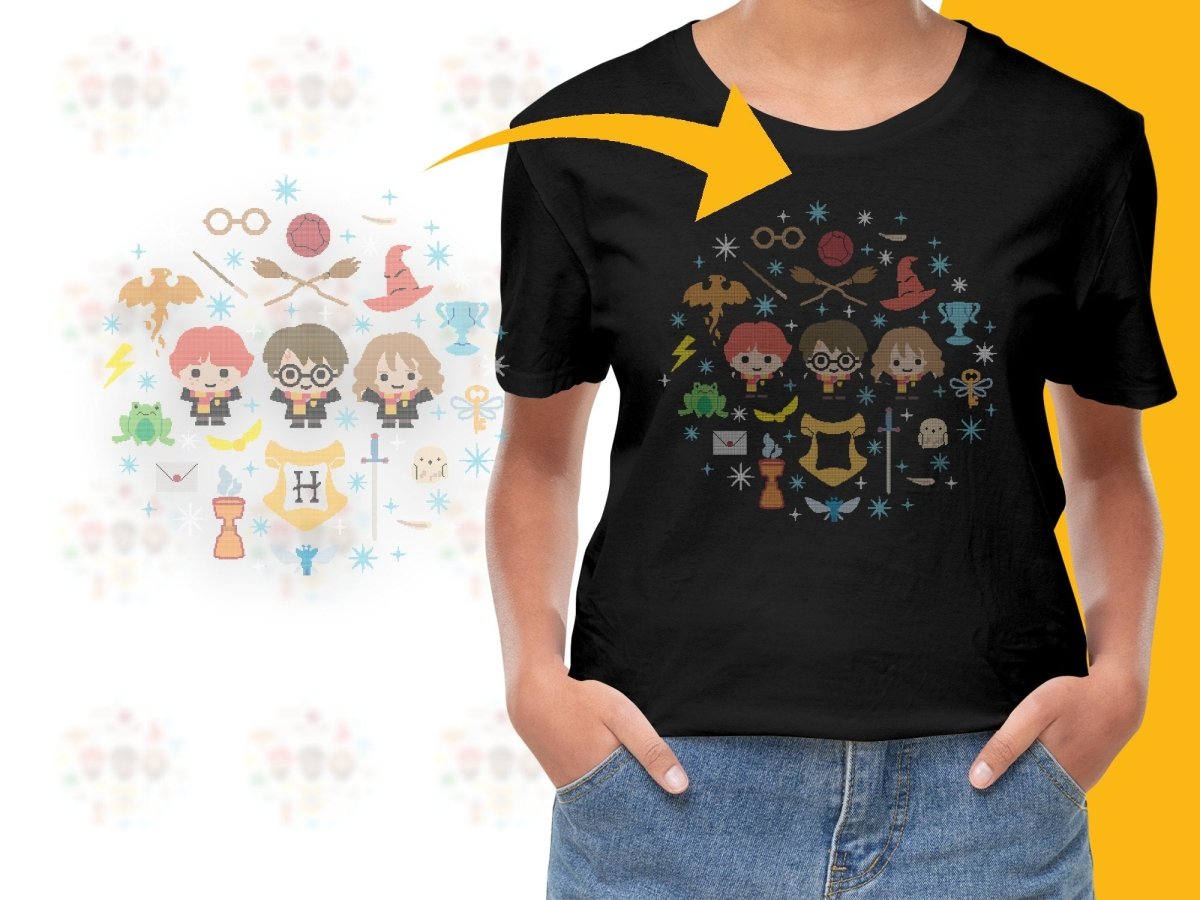Cute Harry Hermione Ron Pixel Art Digital product - Teepew
