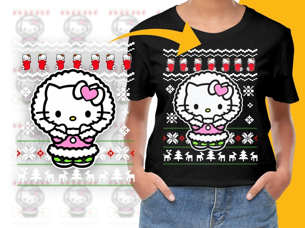 Cute Hello Kitty Christmas Ugly Sweater PNG File - Teepew