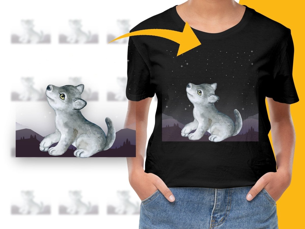 Cute Husky Puppy Graphic Mountains Background PNG File - Teepew