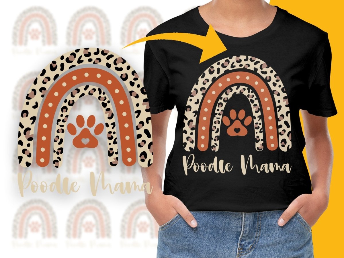 Cute Leopard Rainbow Paw Print Poodle Mama PNG File - Teepew