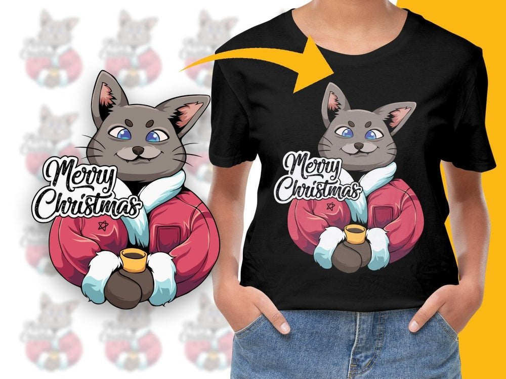 Cute Merry Christmas Cat Cartoon PNG File - Teepew