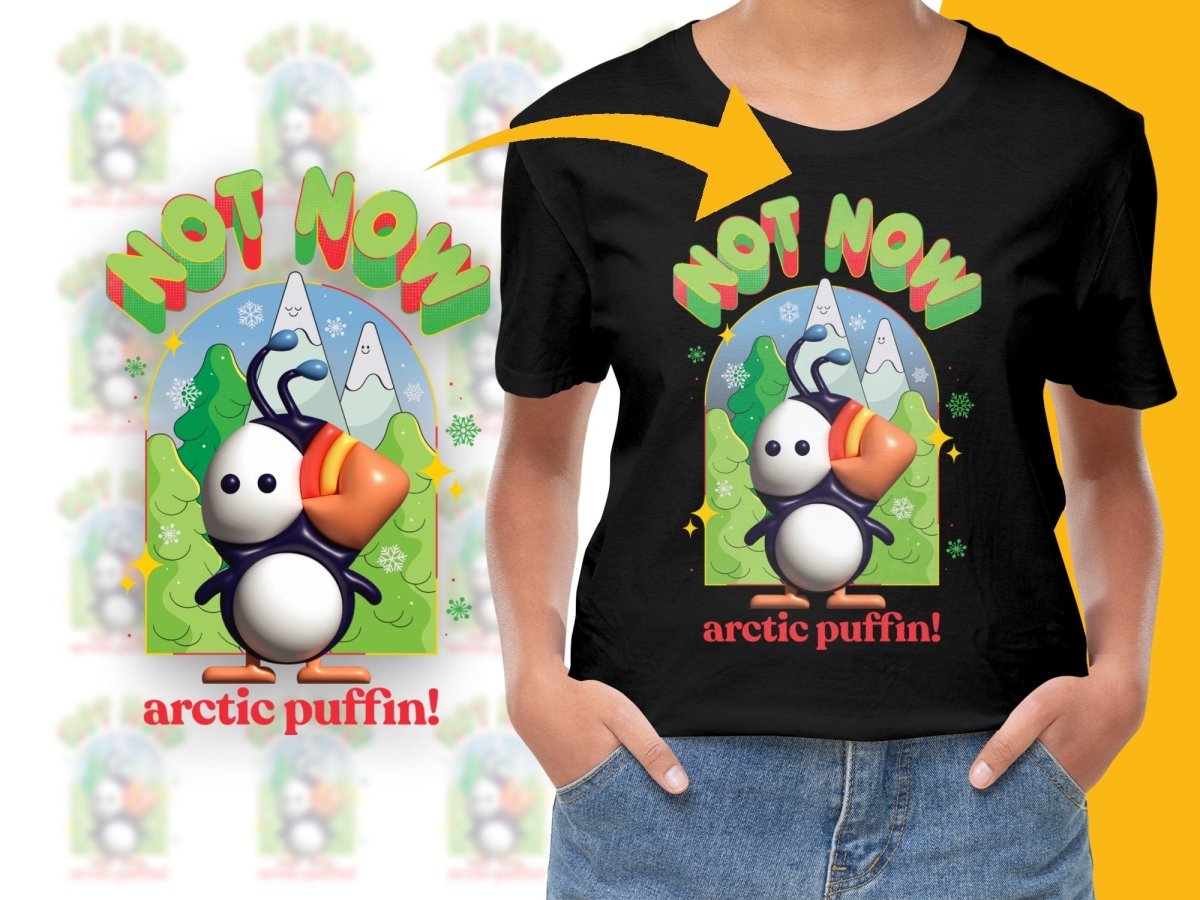 Cute Not Now Arctic Puffin Christmas Funny PNG File - Teepew