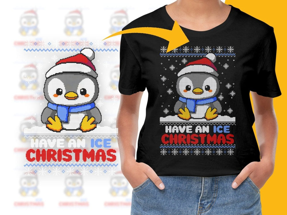Cute Penguin Ice Christmas Festive Graphic PNG File - Teepew