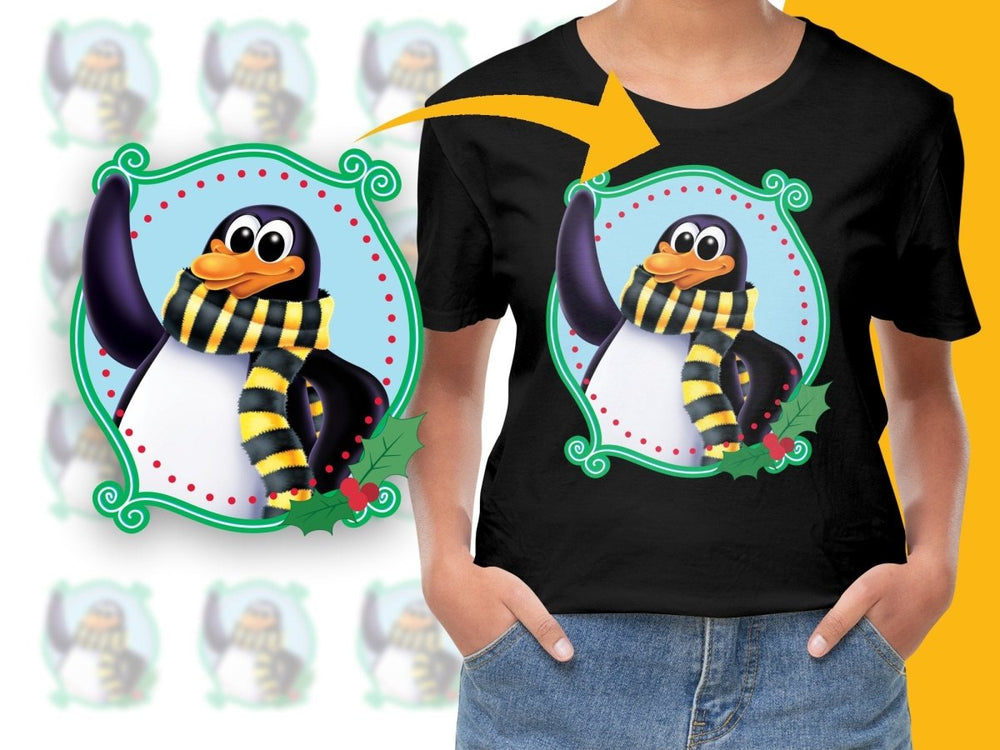 Cute Penguin with Striped Scarf Christmas PNG File - Teepew