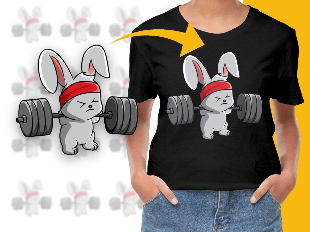 Cute Rabbit Lifting Weights Fitness Gym PNG File - Teepew