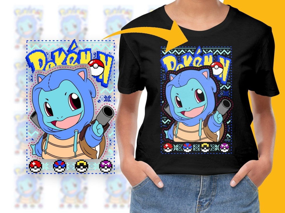 Cute Squirtle in Hoodie with Christmas Theme PNG File - Teepew