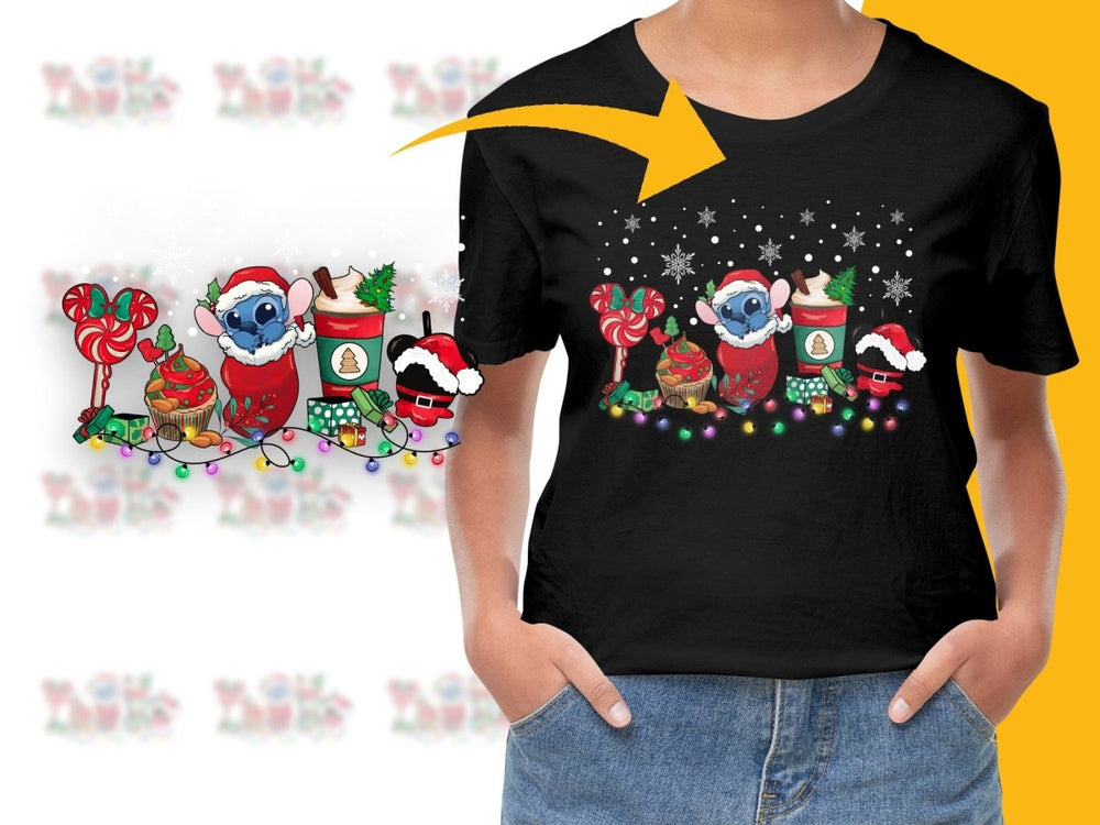Cute Stitch Christmas Holiday Lights Festive PNG File - Teepew