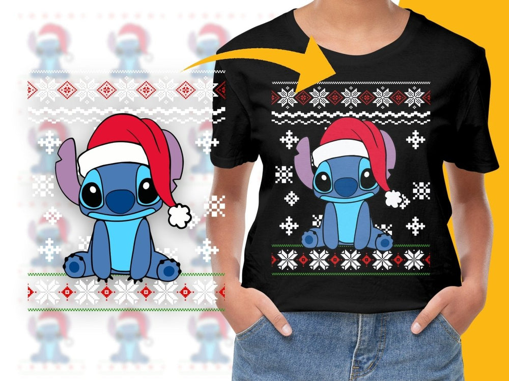 Cute Stitch Wearing Santa Hat Christmas PNG File - Teepew