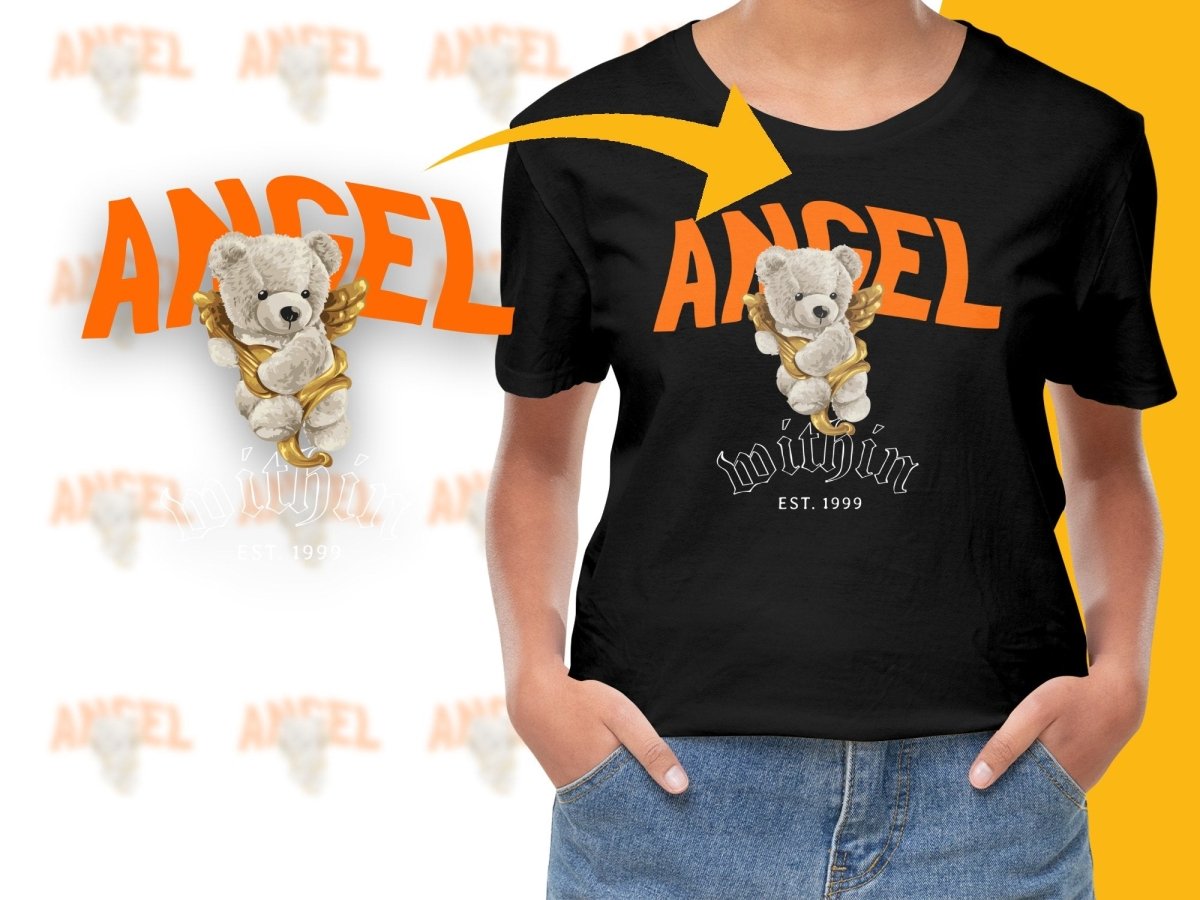 Cute Teddy Bear Angel Design Graphic PNG File - Teepew