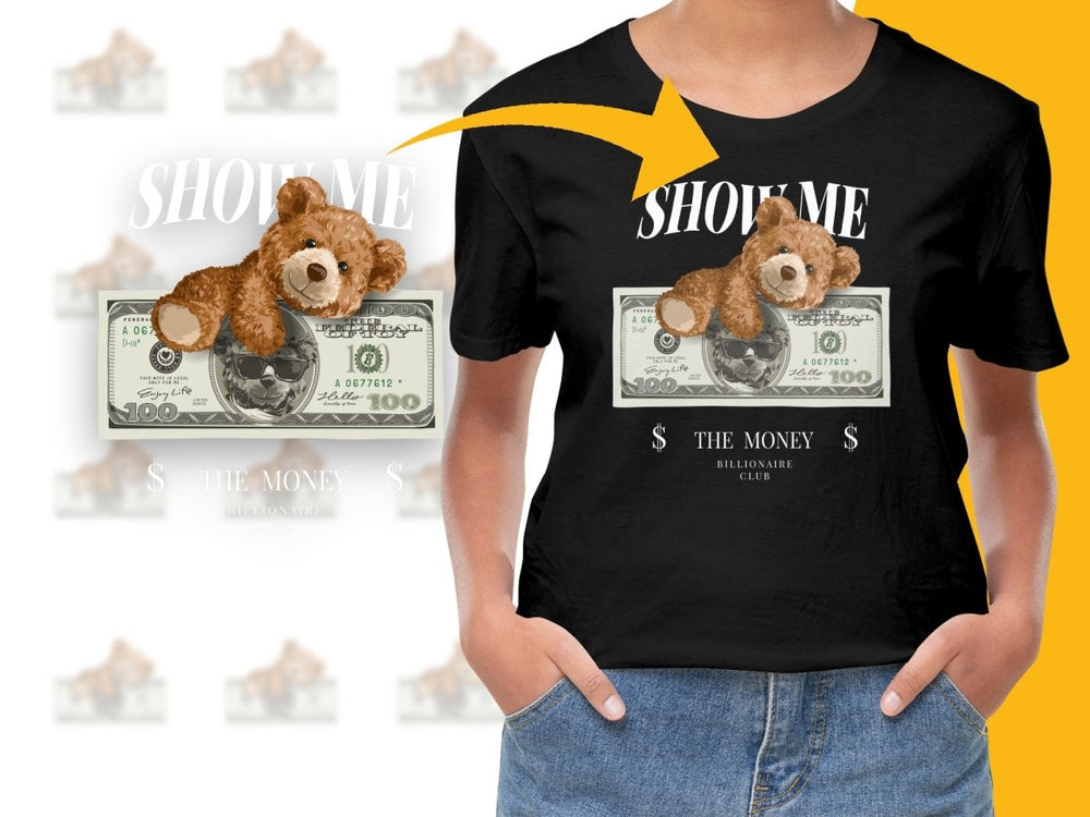 Cute Teddy Bear on 100 Dollar Bill Graphic PNG File - Teepew
