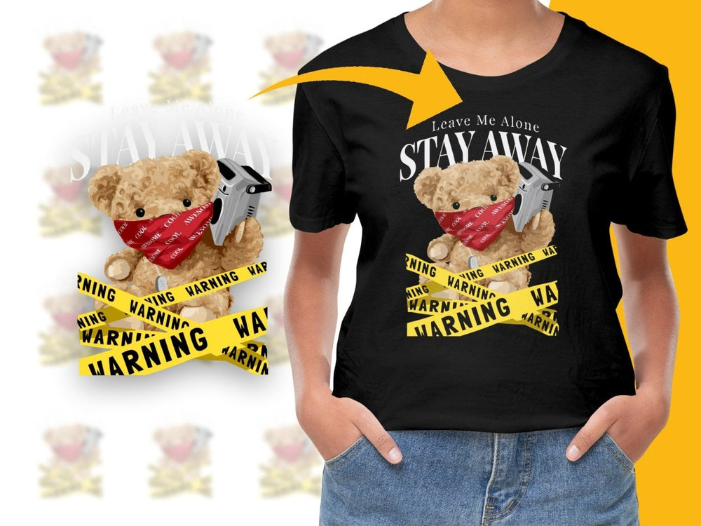 Cute Teddy Bear With Warning Tape Graphic PNG File - Teepew
