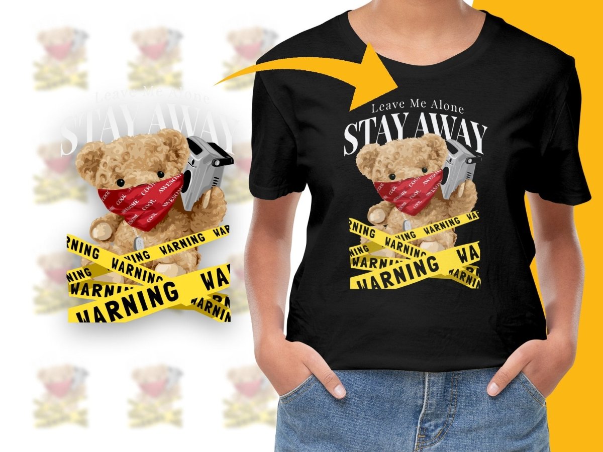 Cute Teddy Bear With Warning Tape Graphic PNG File - Teepew