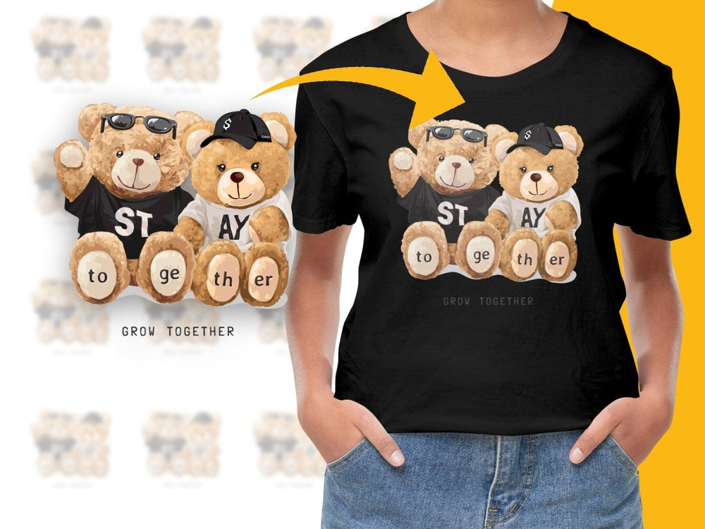 Cute Teddy Bears Grow Together Print PNG File - Teepew