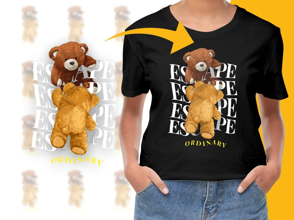 Cute Teddy Bears with Ordinary Text Graphic PNG File - Teepew