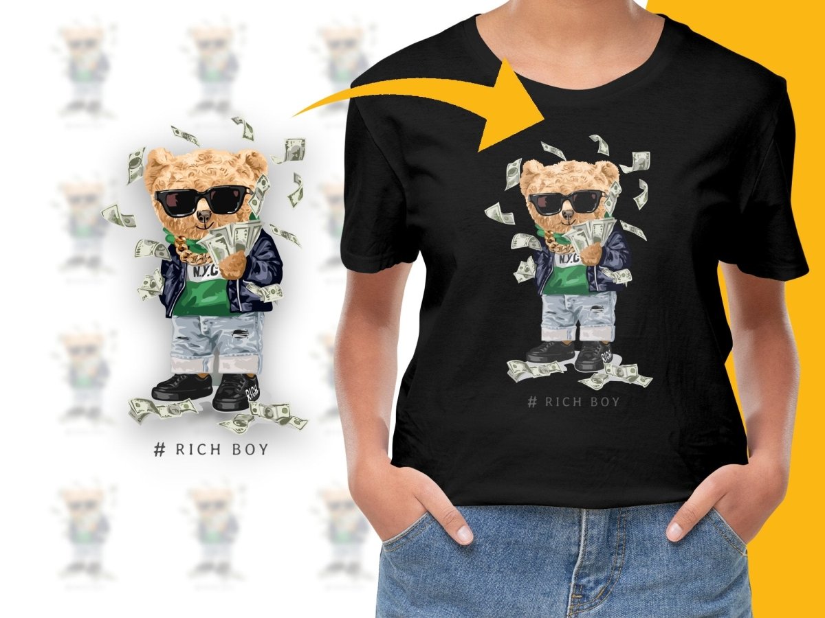 Cute Teddy Rich Boy with Sunglasses Fun Graphic PNG File - Teepew