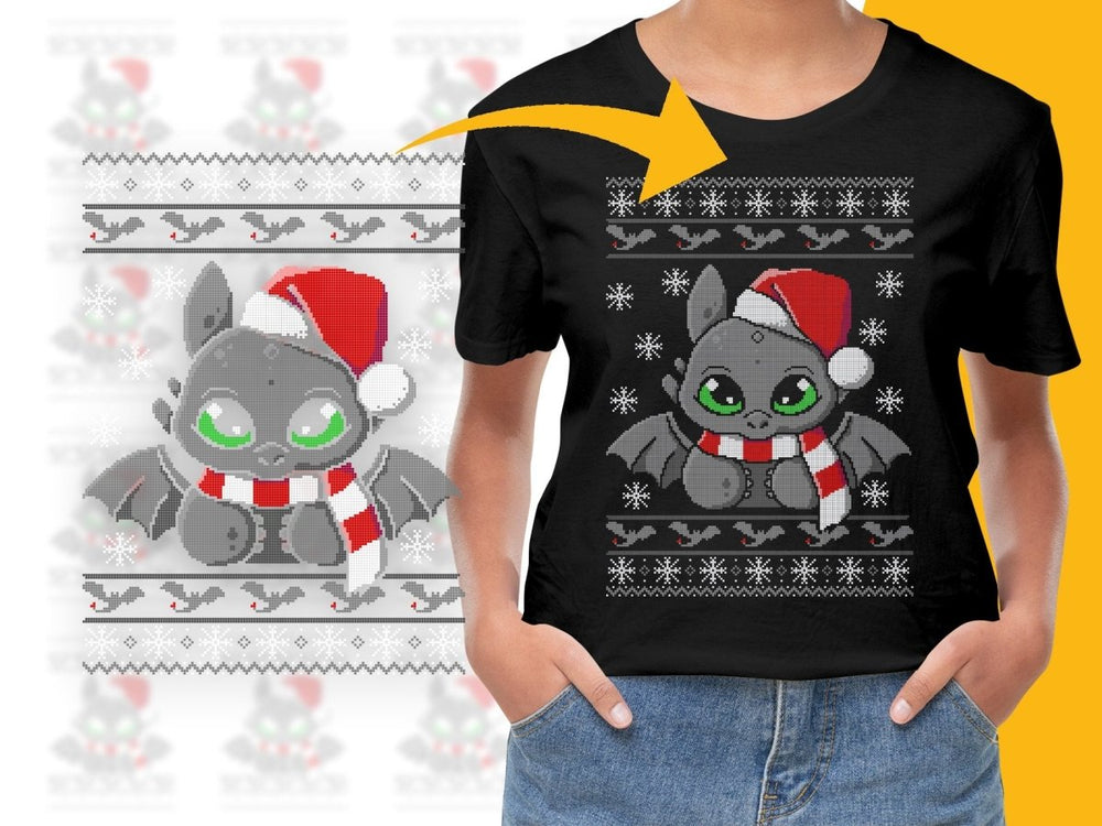 Cute Toothless Christmas Santa Hat Ugly Sweater PNG File - Teepew