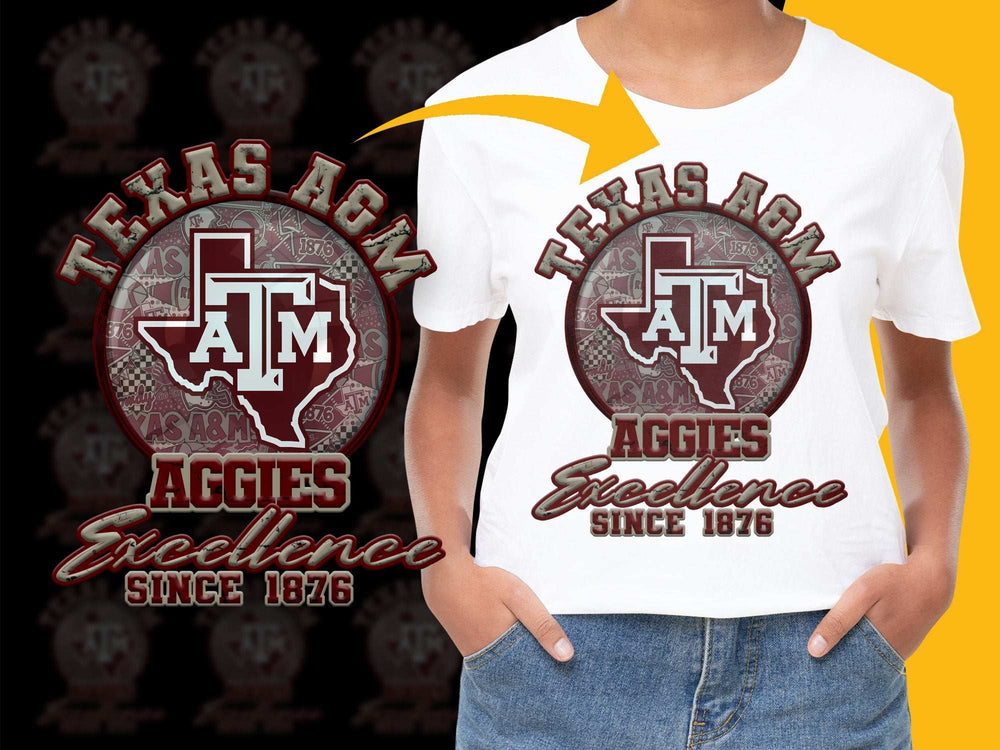 Texas AandM Aggies T-Shirt, Excellence Since 1876, Vintage College Apparel