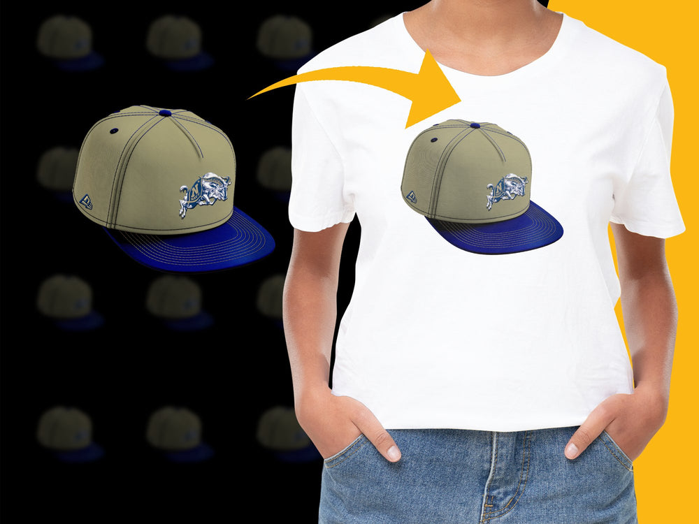 Stylish Youth Baseball Cap with Blue Visor, Adjustable Back, Cool Dog Emblem