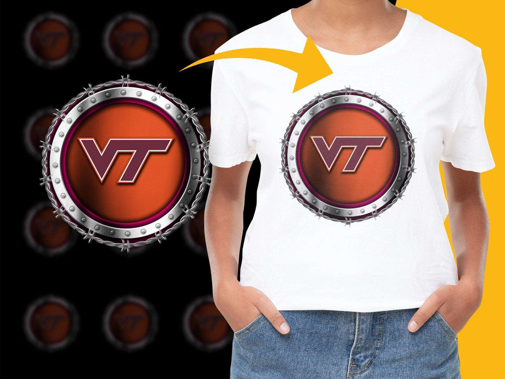 Trendy VT Logo T-Shirt, Unisex Bold Graphic Tee, Casual Streetwear, Unique Design Top, Vibrant Orange and Black Color