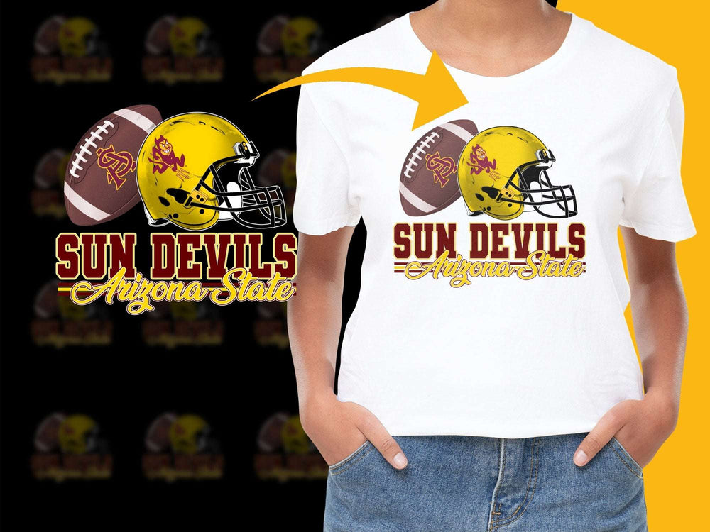 Arizona State Sun Devils T-Shirt, College Football Graphic Tee, Yellow Helmet Design, Sports Fan Apparel