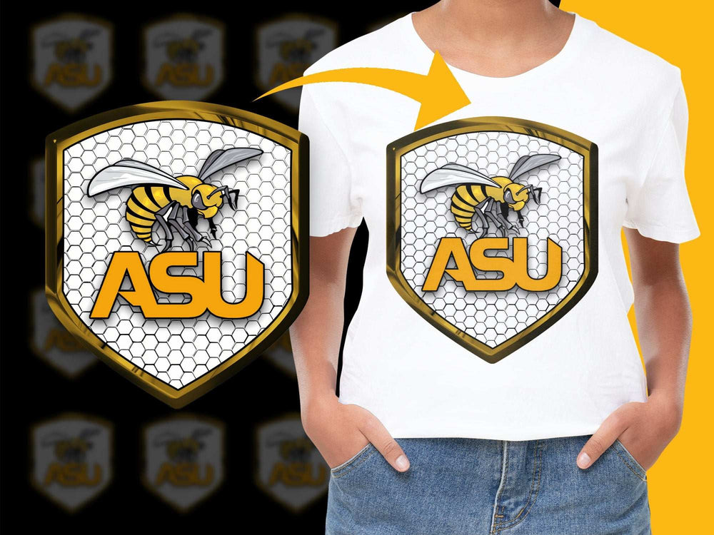 ASU Bee Mascot T-Shirt, Graphic Honeycomb Design, Kids and Adults Apparel