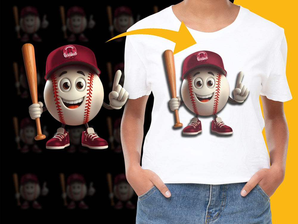 Kids Baseball T-Shirt Cartoon Mascot Design, Boys Sports Graphic Tee, Fun Summer Casual Wear