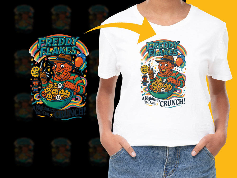 Freddy Flakes Graphic T-Shirt, Vintage Cartoon Tiger, Colorful Retro Style Tee, Fun Breakfast Cereal Design, Unisex Fashion Top