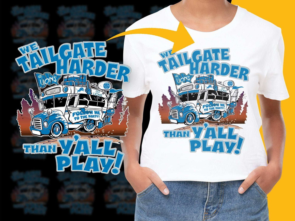 Vintage Tailgate Harder Than Y'all Play T-Shirt, Classic Truck Graphic Tee for Sports Fans, Casual Game Day Apparel