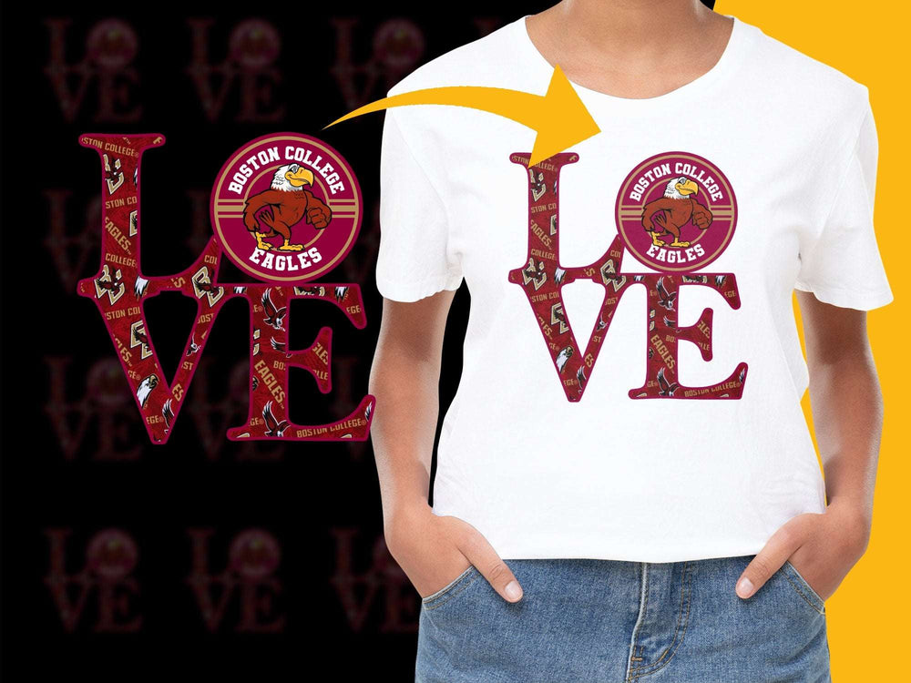 Boston College Eagles T-Shirt, Love Graphic Tee, College Apparel, Fan Gift, Sporty Casual Wear, Trendy Design, Unisex Shirt