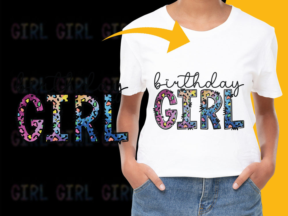 Colorful Birthday Girl T-Shirt, Kids Party Celebration Top, Fun Graphic Tee for Girls, Unique Gift Idea